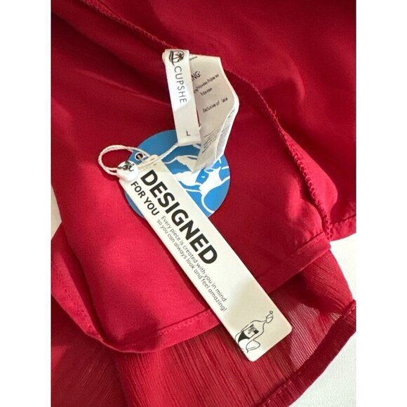 NWT Cupshe Red Tank Top w Lace Size Large - Picture 3 of 3